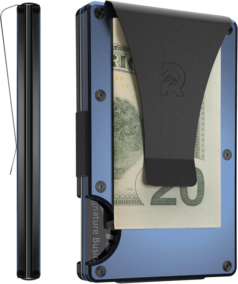 The Ridge إصدار NFL، محفظة معدنية ألومنيوم للرجال بتصميم بسيط - مانع RFID، مرن، نحيف لحمل بطاقات الائتمان في الجيب الأمامي مع حزام نقدي وملقط نقود إضافي - Image 1